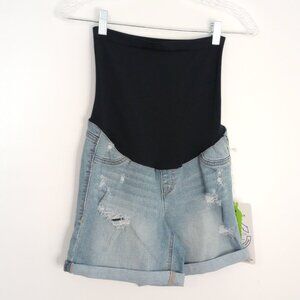 1822 Denim Distressed Maternity Rolled Hem Jean Shorts 4/27